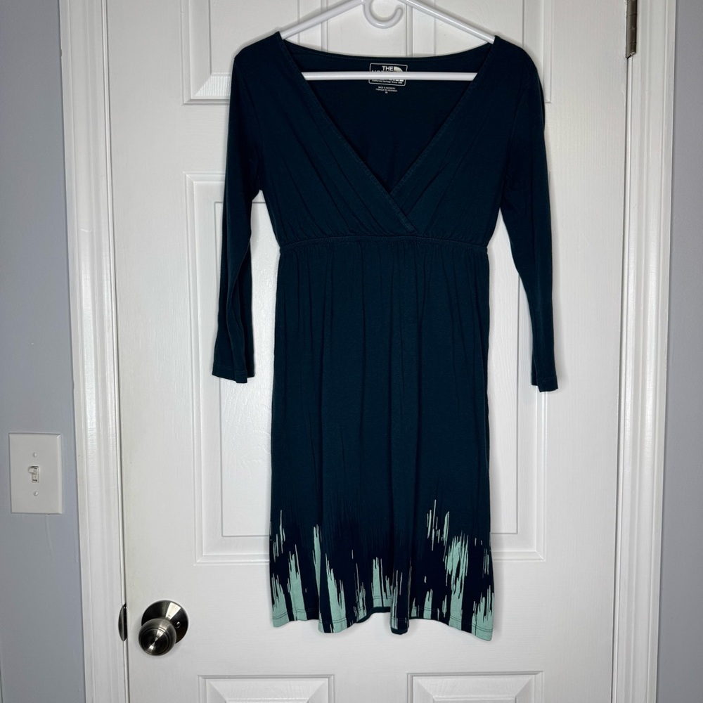 The North Face Women's Keani Dress Long Sleeve Navy Teal XS Extra small cotton - Picture 2 of 7
